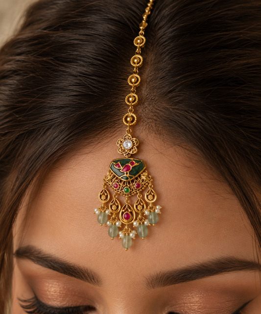 Annakili Jadau Kundan Maang Tikka