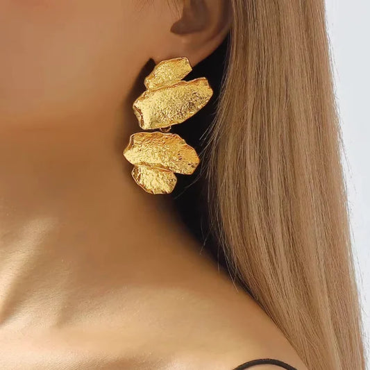 Gold Plated Abstract Artistry Drop Earrings