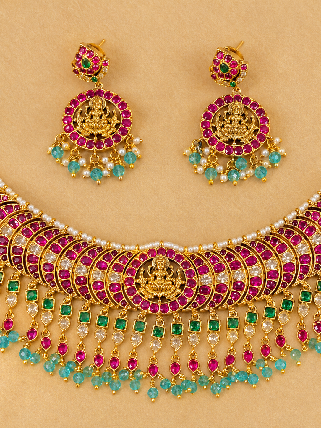 Lakshmi Vilasa Kantika – Premium Kemp & Kundan Choker Set