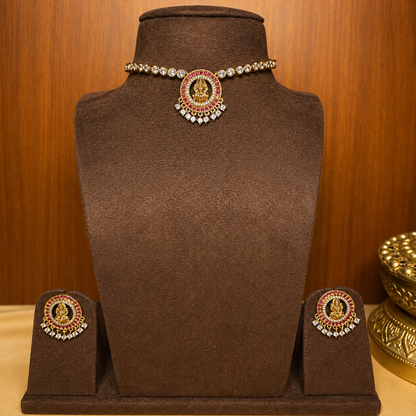 Shrimayi - Zircon Lakshmi Necklace Set.
