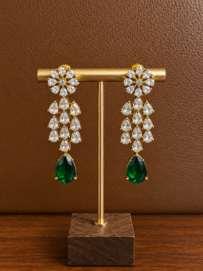 Zelora – Emerald Cascade Necklet with Earring Set