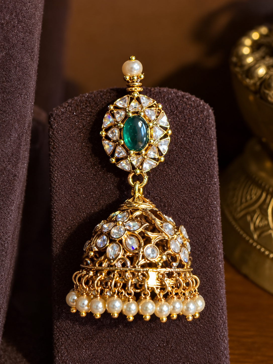 Srimati – Jalebi Moissanite Statement Necklace Set with Jhumkas