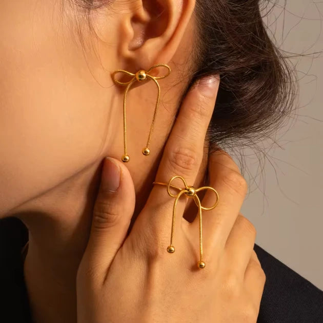 Bead Adorned Bow Ring