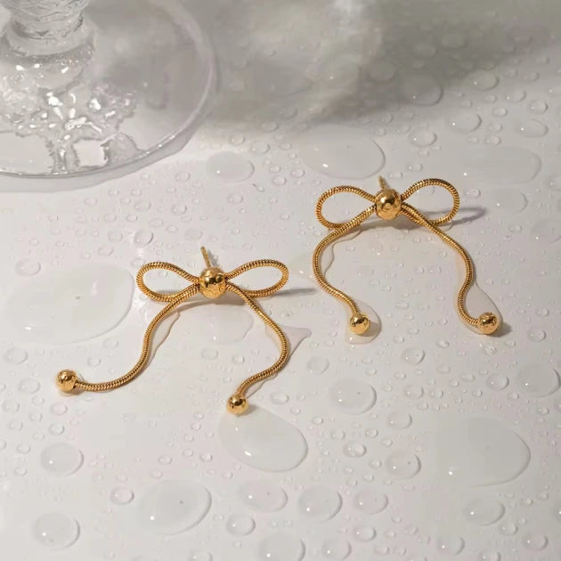 Bead Adorned Bow Earrings