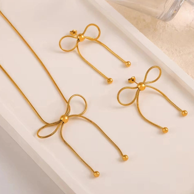 Bead Adorned Bow Earrings