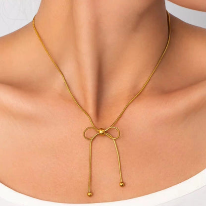 Bead Adorned Bow Necklace