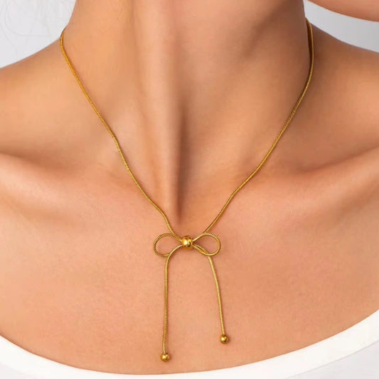 Bead Adorned Bow Necklace