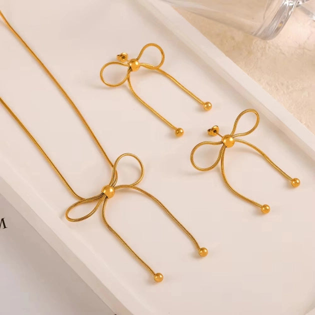 Bead Adorned Bow Necklace