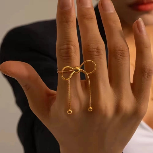 Bead Adorned Bow Ring