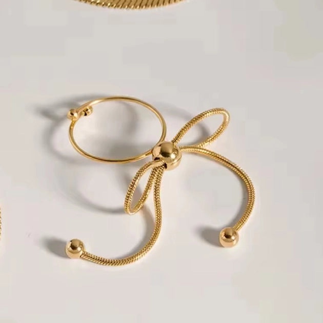 Bead Adorned Bow Ring
