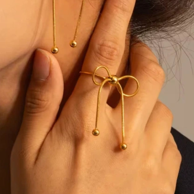 Bead Adorned Bow Ring
