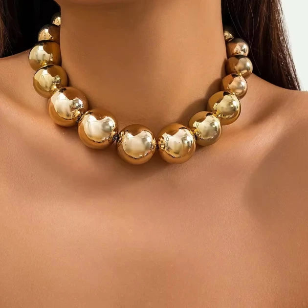 Statement Golden Globe Necklace