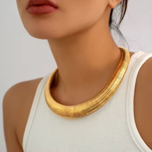 Bold Gold Plated Thick Chunky Necklace