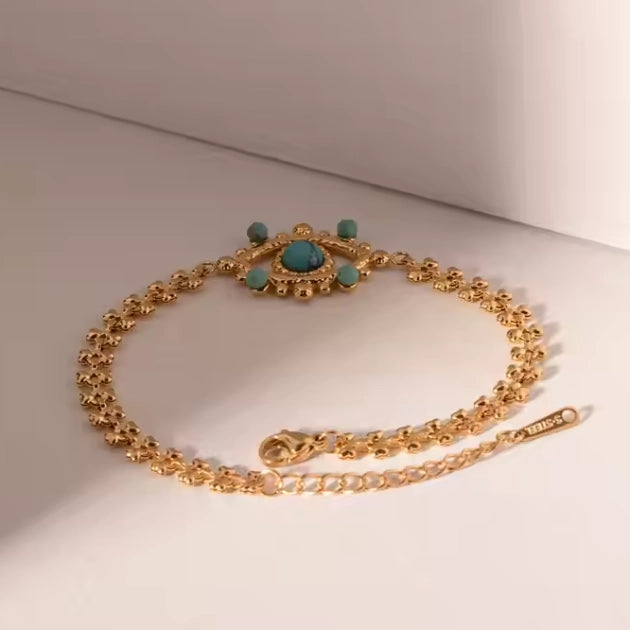 Turquoise Nazar Chain Bracelet
