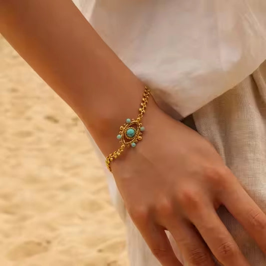Turquoise Nazar Chain Bracelet
