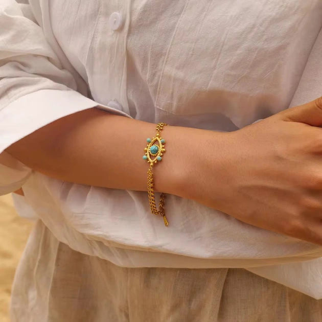 Turquoise Nazar Chain Bracelet