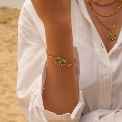 Turquoise Nazar Chain Bracelet