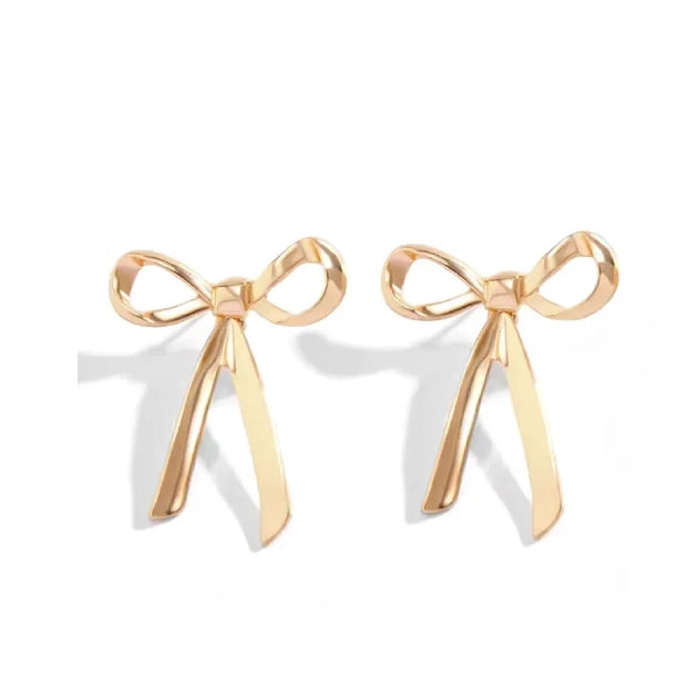 Gold Bow Knot Studs