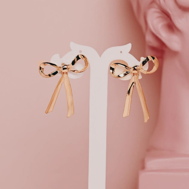 Gold Bow Knot Studs