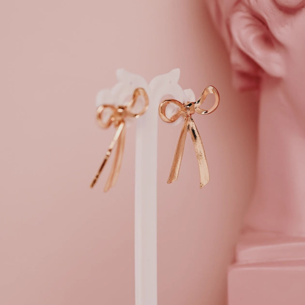 Gold Bow Knot Studs