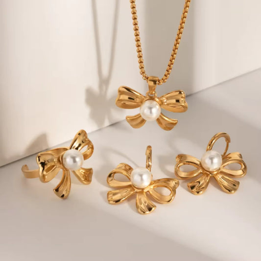 Bow with Pearl Jewellery Set