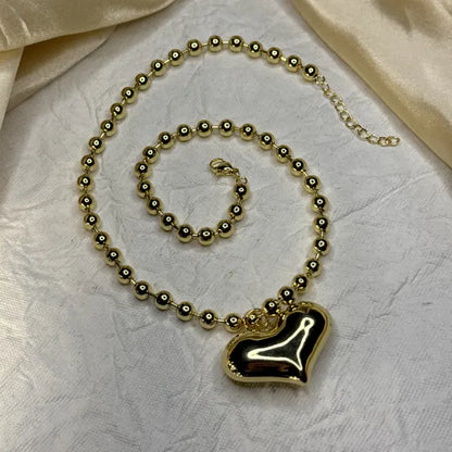 Brass Beads Bold Love Necklace