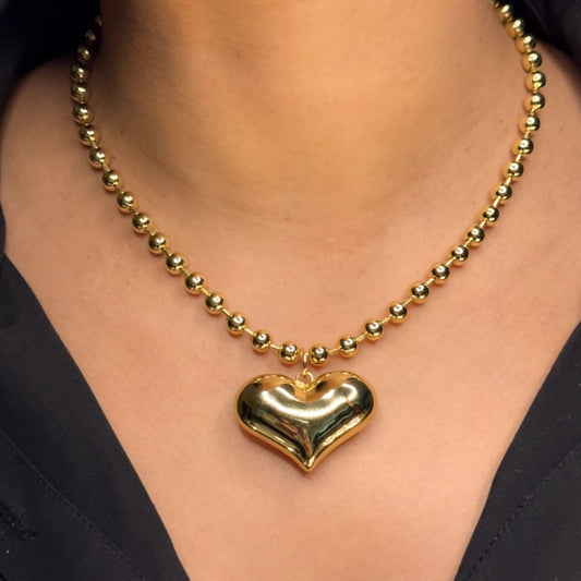 Brass Beads Bold Love Necklace