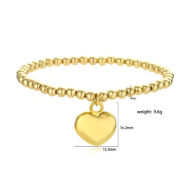Brass Gold Beads with Heart Bracelet