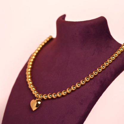 Brass Beads Love Charm Necklace