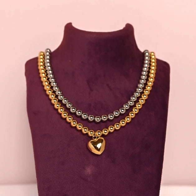 Brass Beads Love Charm Necklace