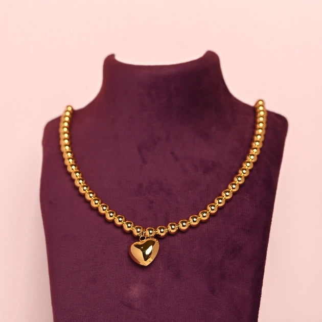 Brass Beads Love Charm Necklace