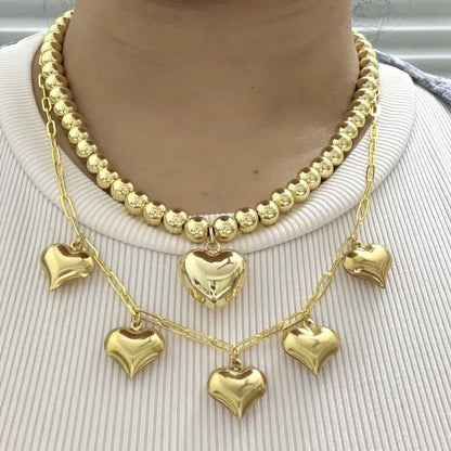 Brass Beads Love Charm Necklace