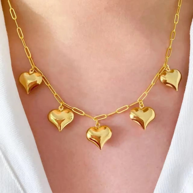 Brass Heart Necklace - 18k Gold Plated
