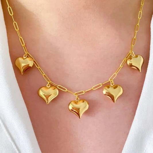 Brass Heart Necklace - 18k Gold Plated