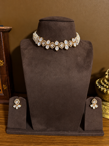 Rupali – Real Moissanite Polki Choker Set