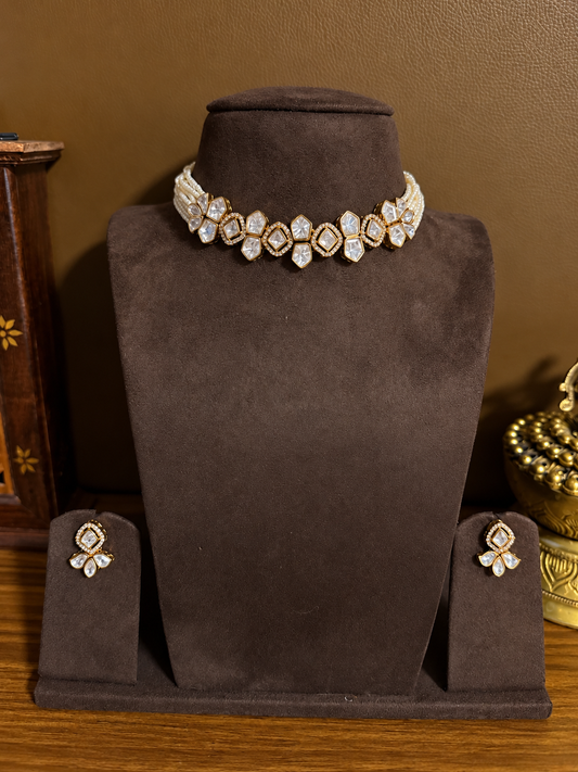 Rupali – Real Moissanite Polki Choker Set