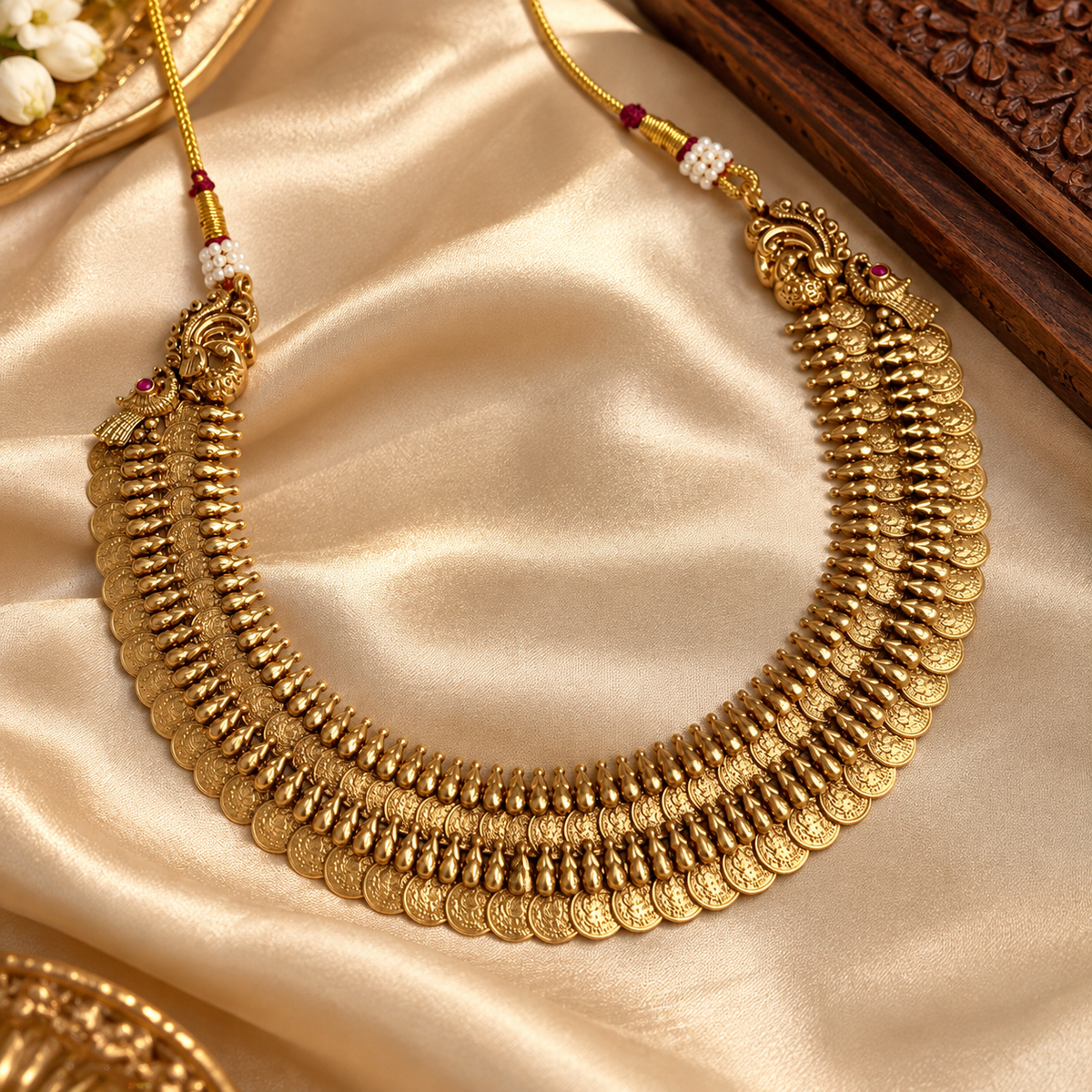 Dvishri Kashika – Statement Convertible Two-Layer Coin Necklace Set