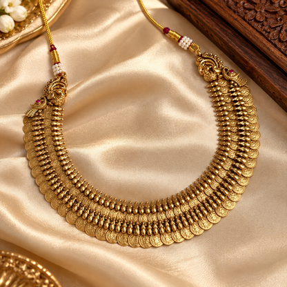 Dvishri Kashika – Statement Convertible Two-Layer Coin Necklace Set