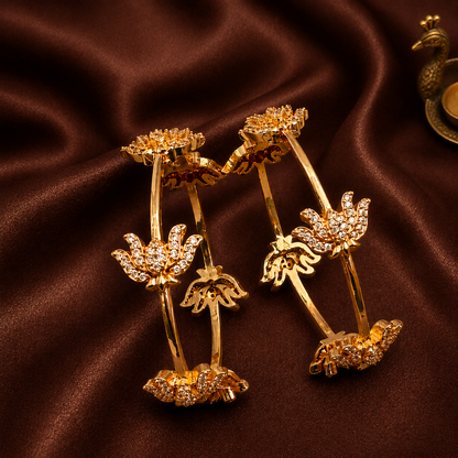 Kamala Valayam - Lotus Zircon Bangle Set