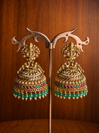 Lakshmi Pakshi – Original Jadau Antique Temple Jhumka.