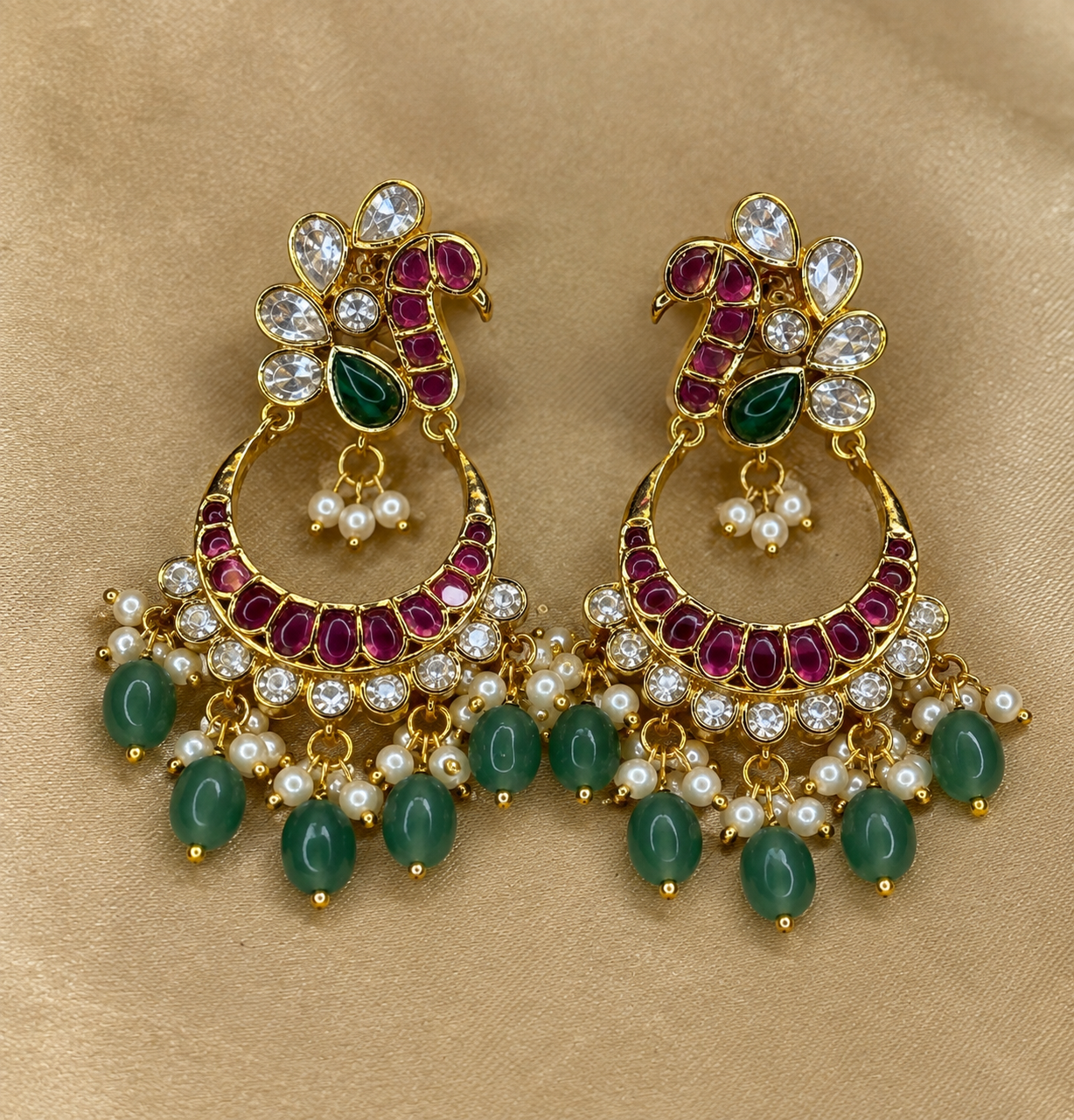 Barhini – Emerald Ruby Chandbali Earrings