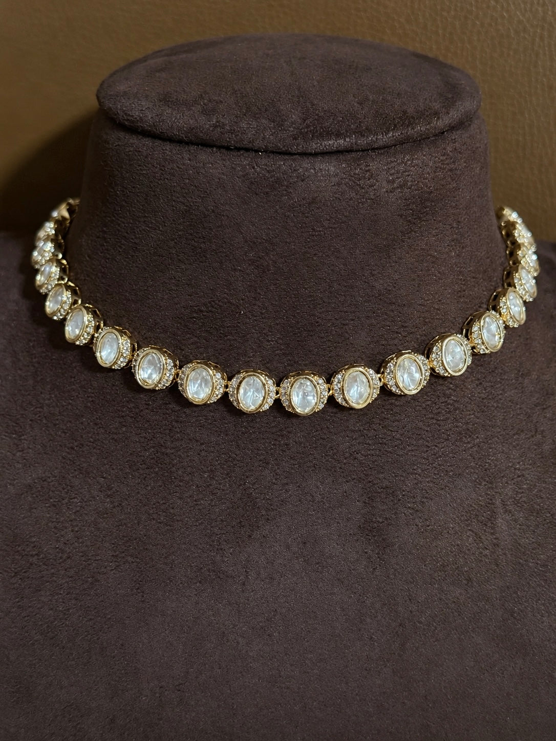 Aahana – Indo-Western Halo-Set Moissanite Choker Necklace Set