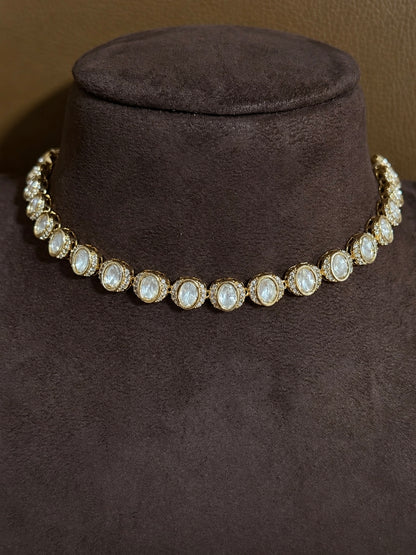 Aahana – Indo-Western Halo-Set Moissanite Choker Necklace Set