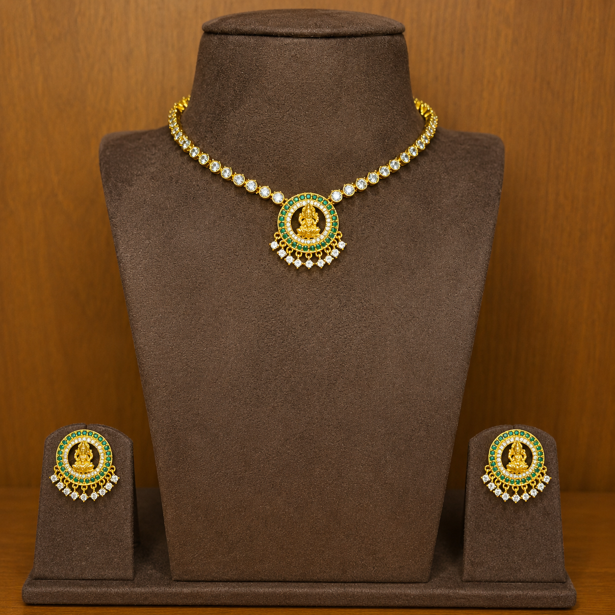 Shrimayi - Zircon Lakshmi Necklace Set.