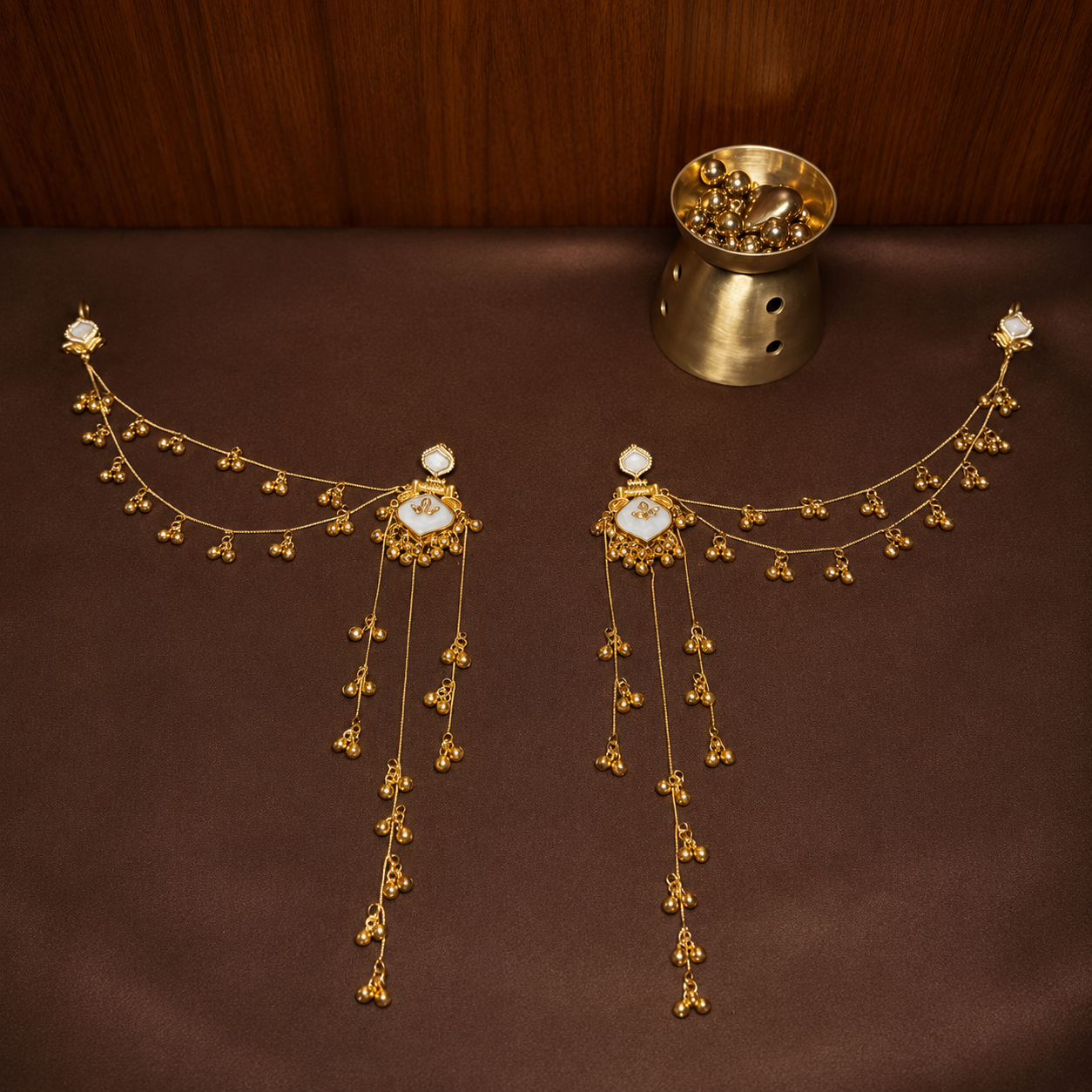 Mrunal Kashmiri Earrings with Ear Chain