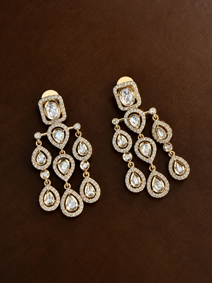 Tarangini – Real Moissanite Polki Chandelier Earrings