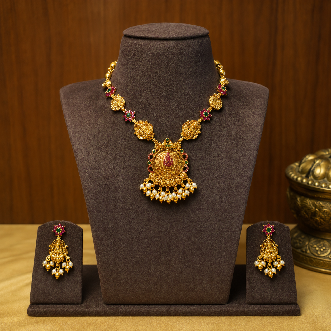 Shri Mayuri – Antique Temple Necklace Set.