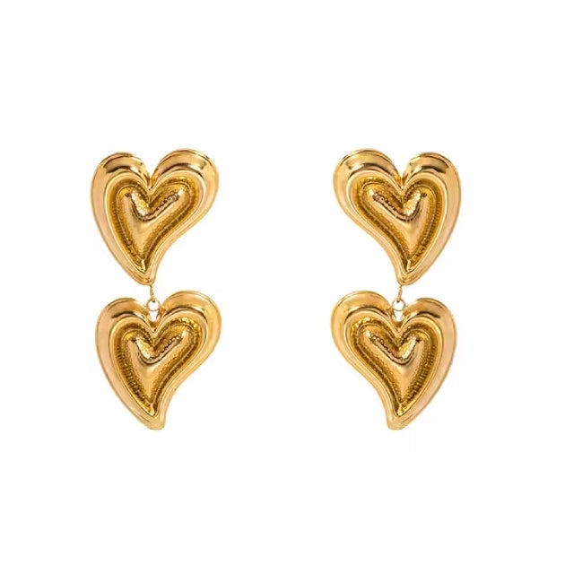 Cascading Curve Hearts Earring