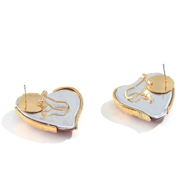 Crimson Red Heart Studs