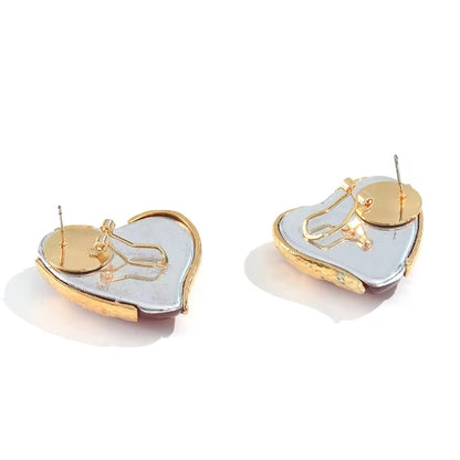 Crimson Red Heart Studs